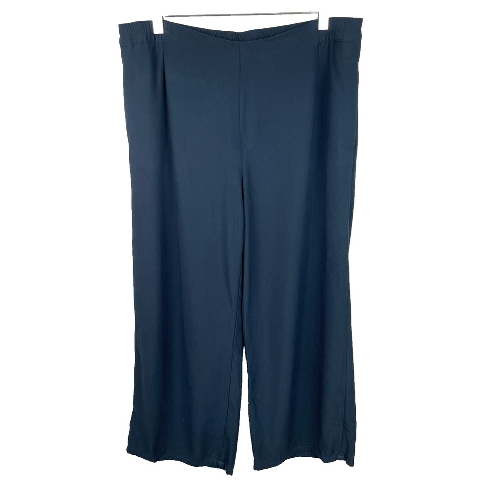 J. Jill Pants Womens Medium Blue Wide Leg Pull On Crop Beachy Minimalist Staple